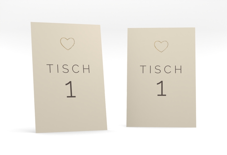 Tischnummer Hochzeit Lebenstraum Tischaufsteller beige gold