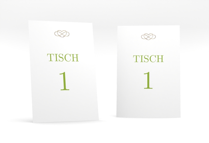Tischnummer Hochzeit Infinity Tischaufsteller gruen rosegold