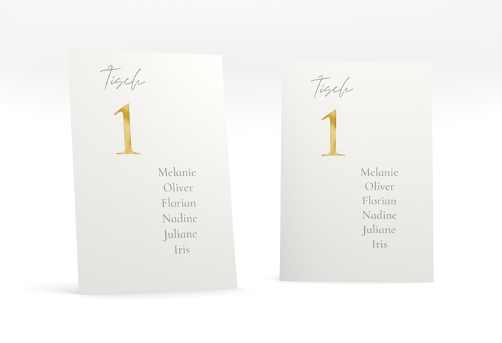 Tischaufsteller Hochzeit Day Tischaufsteller weiss gold mit Datum im minimalistischen Design