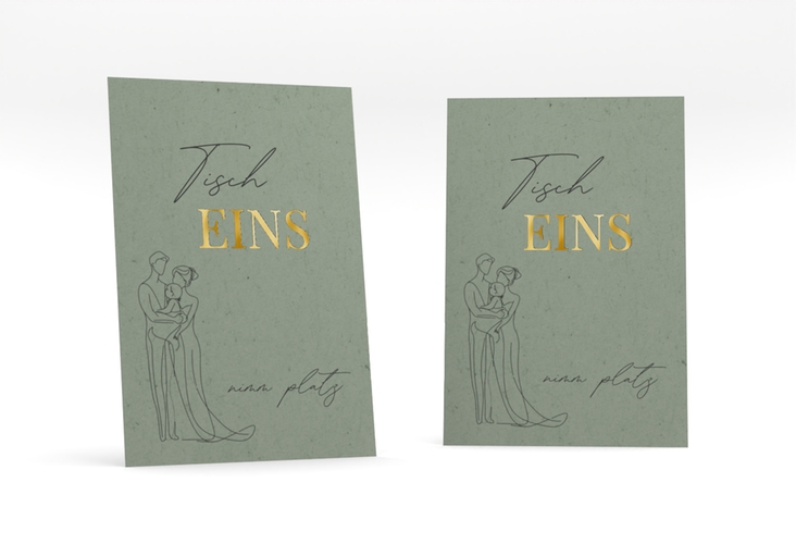 Tischnummer Hochzeit Vereint Tischaufsteller gruen gold