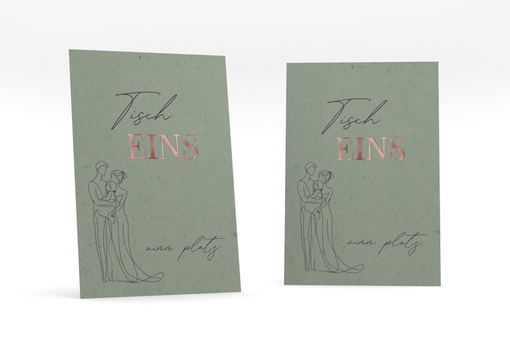 Tischnummer Hochzeit Vereint Tischaufsteller gruen rosegold