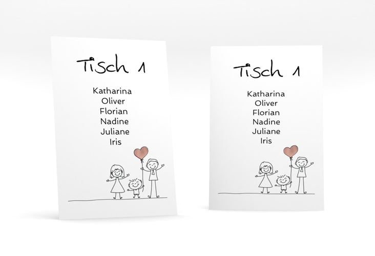 Tischaufsteller Hochzeit Family Tischaufsteller weiss rosegold