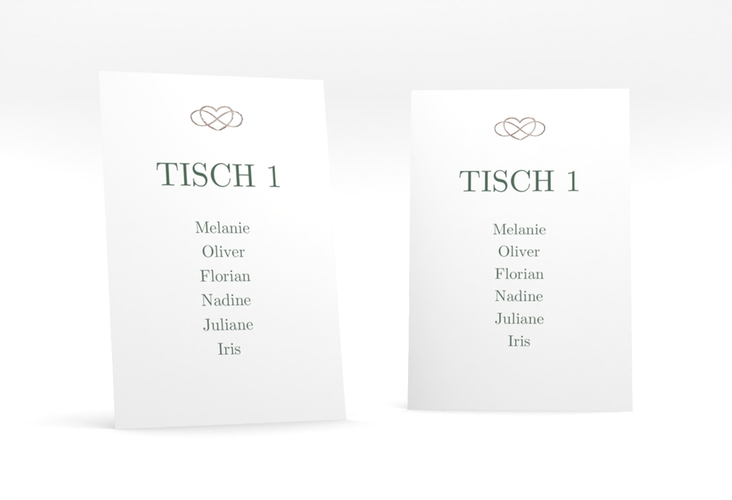 Tischaufsteller Hochzeit Infinity Tischaufsteller gruen rosegold