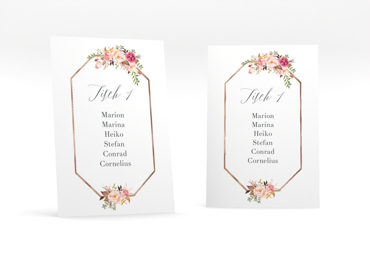 Tischaufsteller Hochzeit Prachtvoll Tischaufsteller weiss rosegold