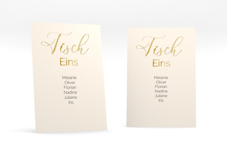 Tischaufsteller Hochzeit Eheschließung Tischaufsteller beige gold