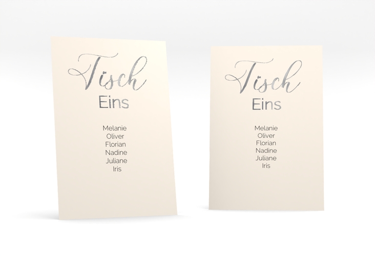 Tischaufsteller Hochzeit Eheschließung Tischaufsteller beige silber
