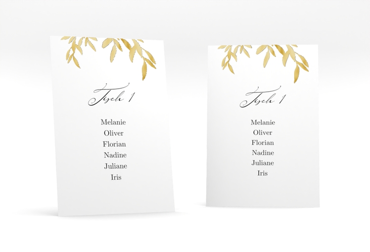 Tischaufsteller Hochzeit Demure Tischaufsteller weiss gold