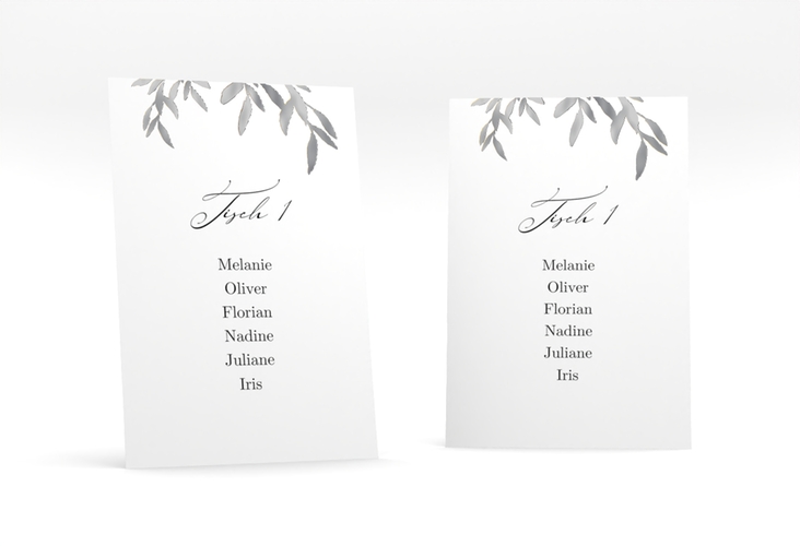 Tischaufsteller Hochzeit Demure Tischaufsteller weiss silber
