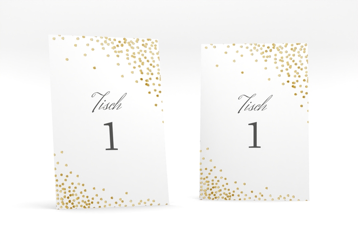 Tischnummer Hochzeit Glitter Tischaufsteller weiss gold