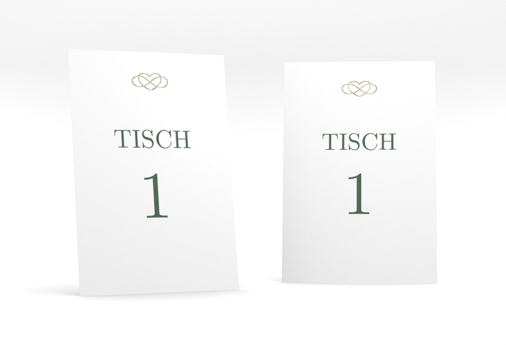 Tischnummer Hochzeit Infinity Tischaufsteller gruen gold