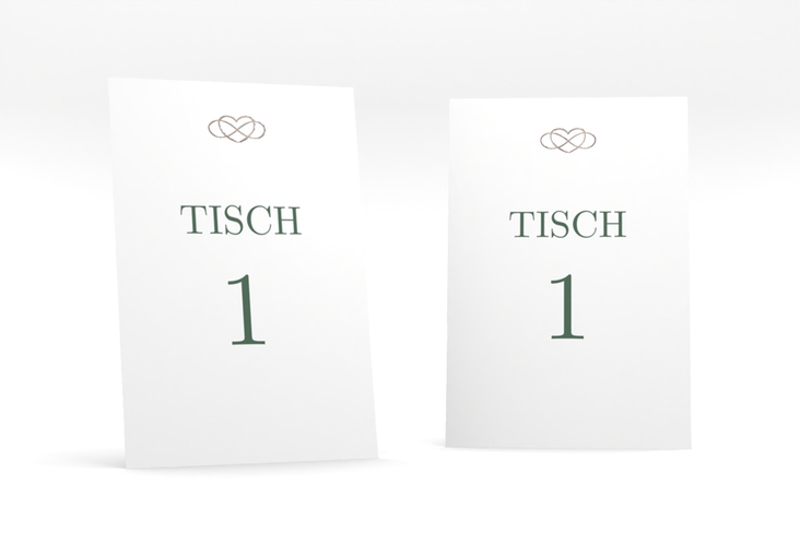 Tischnummer Hochzeit Infinity Tischaufsteller gruen rosegold