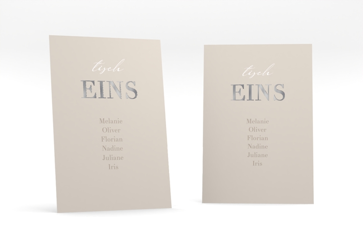 Tischaufsteller Hochzeit Moment Tischaufsteller beige silber