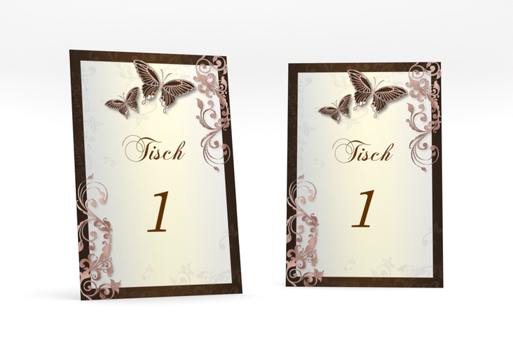 Tischnummer Hochzeit Toulouse Tischaufsteller braun rosegold