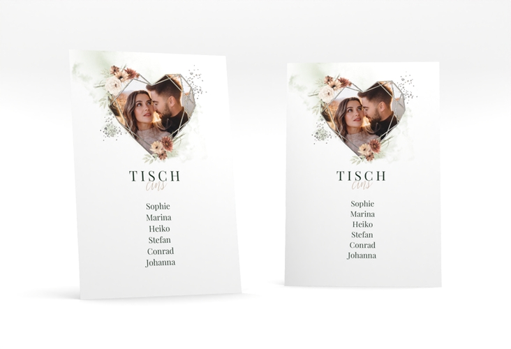 Tischaufsteller Hochzeit Odeur Tischaufsteller gruen silber