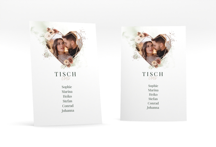 Tischaufsteller Hochzeit Odeur Tischaufsteller gruen rosegold
