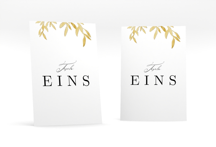 Tischnummer Hochzeit Demure Tischaufsteller weiss gold