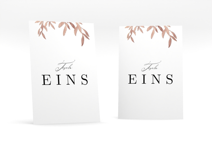 Tischnummer Hochzeit Demure Tischaufsteller weiss rosegold