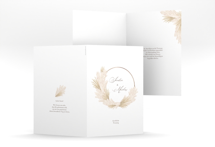Kirchenheft Hochzeit Pumila A5 Klappkarte hoch weiss rosegold