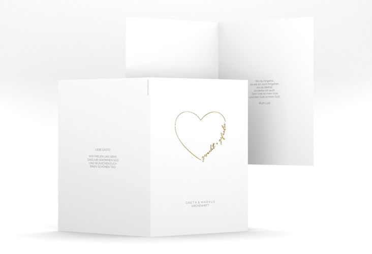 Kirchenheft Hochzeit Lebenstraum A5 Klappkarte hoch weiss gold