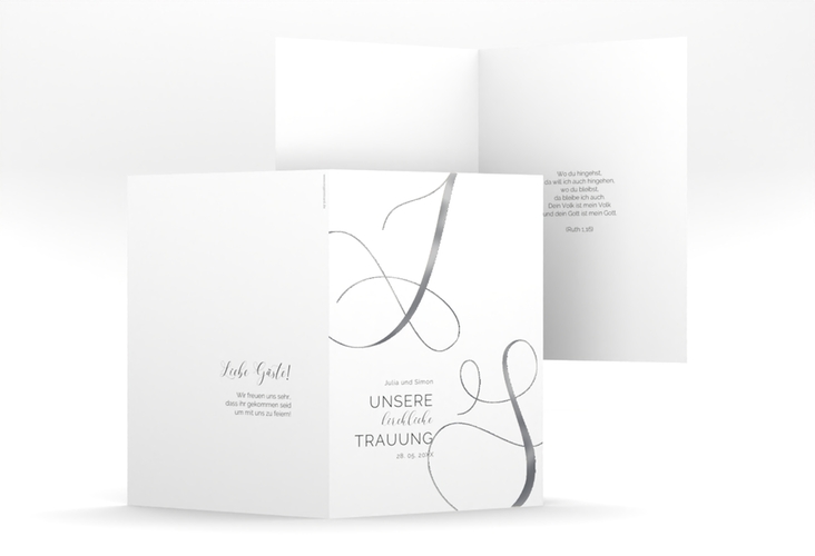Kirchenheft Hochzeit Eheschließung A5 Klappkarte hoch weiss silber