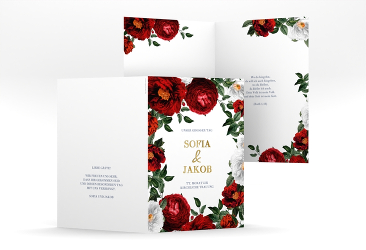 Kirchenheft Hochzeit Florista A5 Klappkarte hoch weiss gold