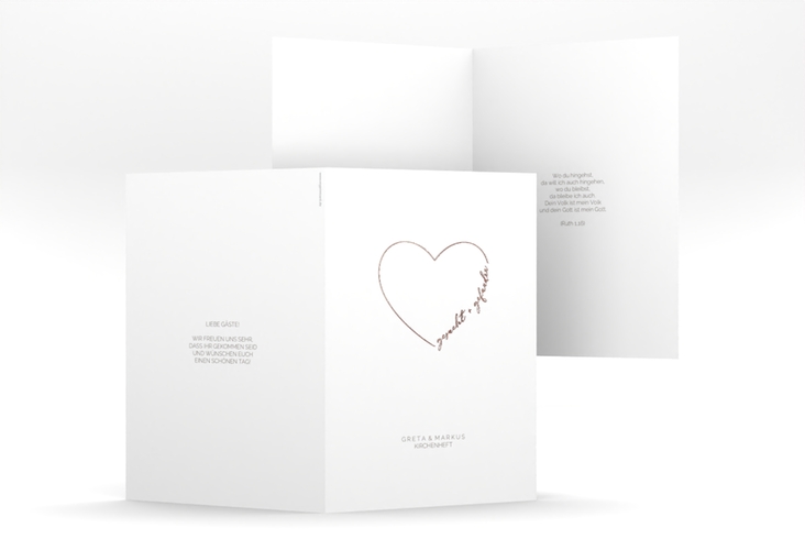 Kirchenheft Hochzeit Lebenstraum A5 Klappkarte hoch weiss rosegold
