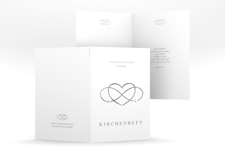 Kirchenheft Hochzeit Infinity A5 Klappkarte hoch gruen silber