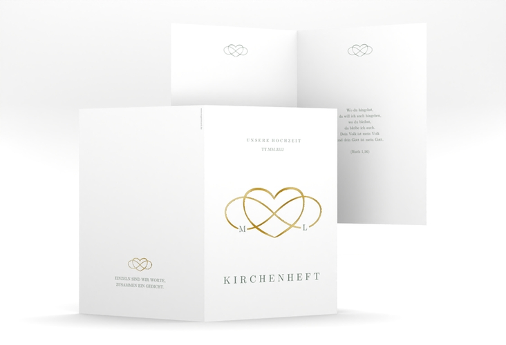 Kirchenheft Hochzeit Infinity A5 Klappkarte hoch gruen gold