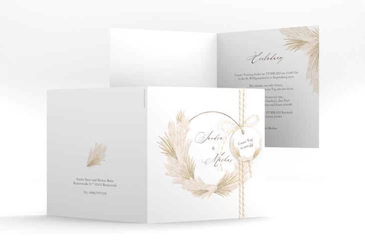 Hochzeitseinladung Pumila quadr. Klappkarte rosegold
