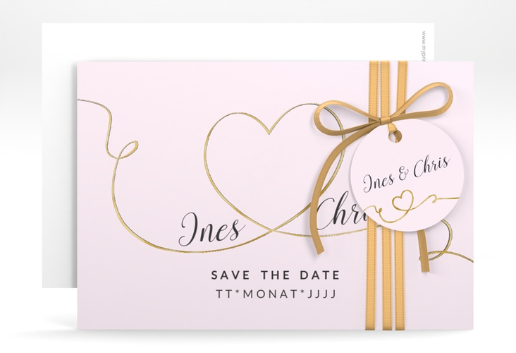 Save the Date-Karte Hochzeit Dolce A6 Karte quer rosa gold