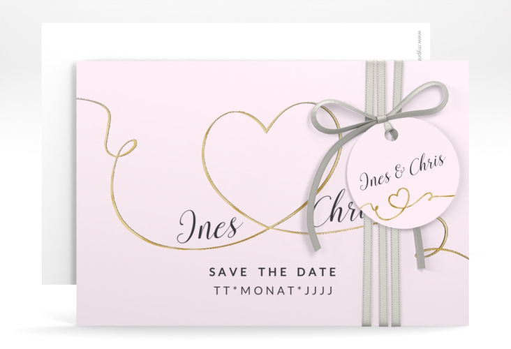 Save the Date-Karte Hochzeit Dolce A6 Karte quer rosa gold