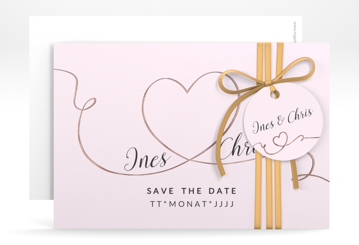 Save the Date-Karte Hochzeit Dolce A6 Karte quer rosa rosegold