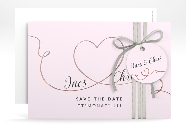 Save the Date-Karte Hochzeit Dolce A6 Karte quer rosa rosegold