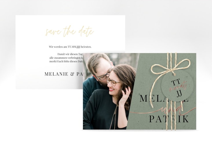 Save the Date-Karte Leichtigkeit A6 Karte quer gruen rosegold