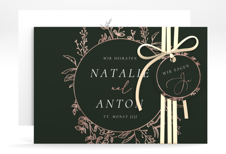 Save the Date-Karte Herbs A6 Karte quer gruen rosegold