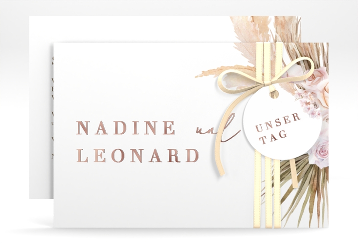 Save the Date-Karte Nude A6 Karte quer weiss rosegold