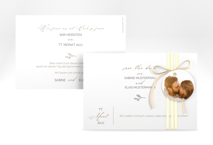 Save the Date-Karte Plain A6 Karte quer weiss silber