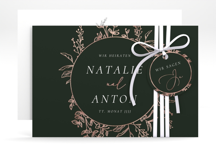 Save the Date-Karte Herbs A6 Karte quer gruen rosegold