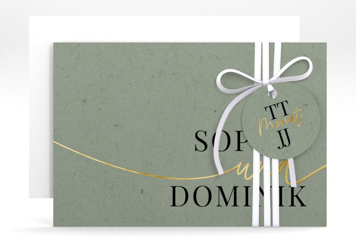 Save the Date-Karte Easy A6 Karte quer gruen gold im modernen minimalistischen Design