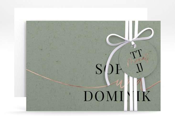 Save the Date-Karte Easy A6 Karte quer gruen rosegold im modernen minimalistischen Design