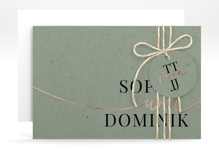 Save the Date-Karte Easy A6 Karte quer gruen rosegold im modernen minimalistischen Design