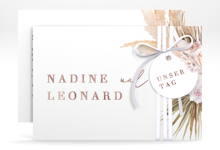 Save the Date-Karte Nude A6 Karte quer weiss rosegold