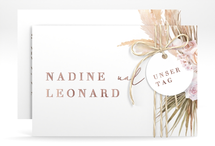 Save the Date-Karte Nude A6 Karte quer weiss rosegold