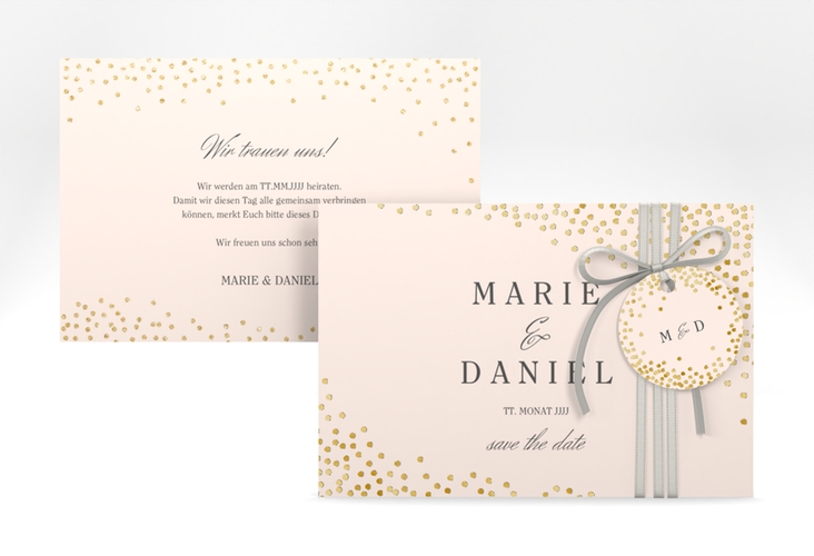Save the Date-Karte Glitter A6 Karte quer rosa gold