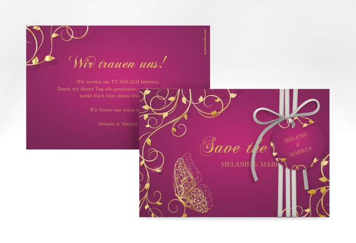 Save the Date-Karte Eternity A6 Karte quer pink gold