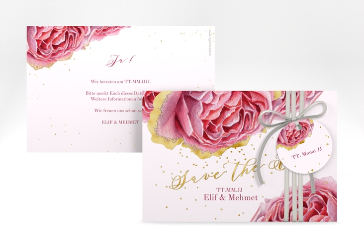 Save the Date-Karte Cherie A6 Karte quer rosa gold