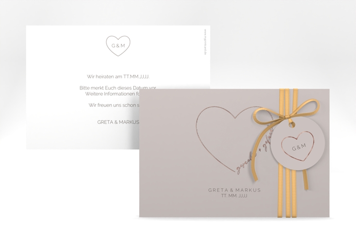 Save the Date-Karte Lebenstraum A6 Karte quer grau rosegold