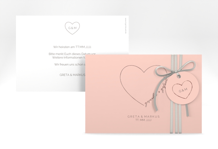 Save the Date-Karte Lebenstraum A6 Karte quer rosa rosegold
