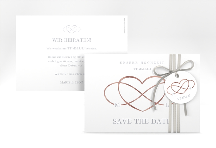 Save the Date-Karte Infinity A6 Karte quer grau rosegold