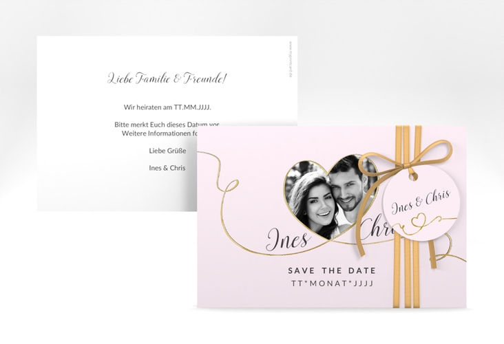 Save the Date-Karte Hochzeit Dolce A6 Karte quer rosa gold